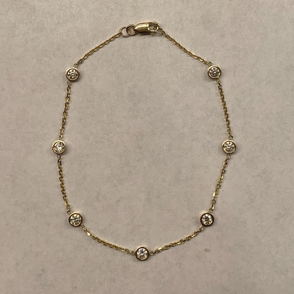 14k Gold Diamond Station Bracelet